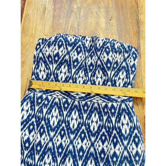Banana Republic Women's Navy Blue Ikat Print Strapless Mini Dress Size 10 - Picture 6 of 7